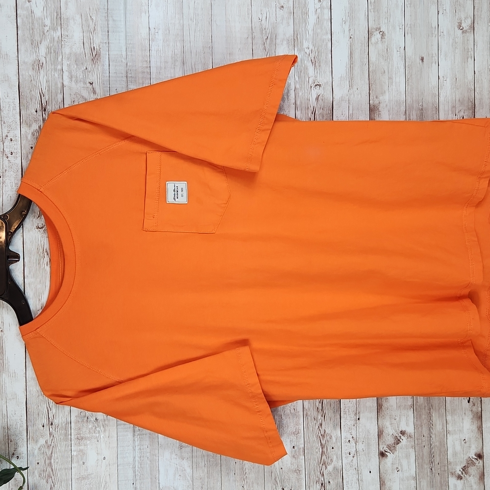 Eddie Bauer workwear, 0318, Men's orange work Tee Shirt, great condition, Sz S - Picture 1 of 6